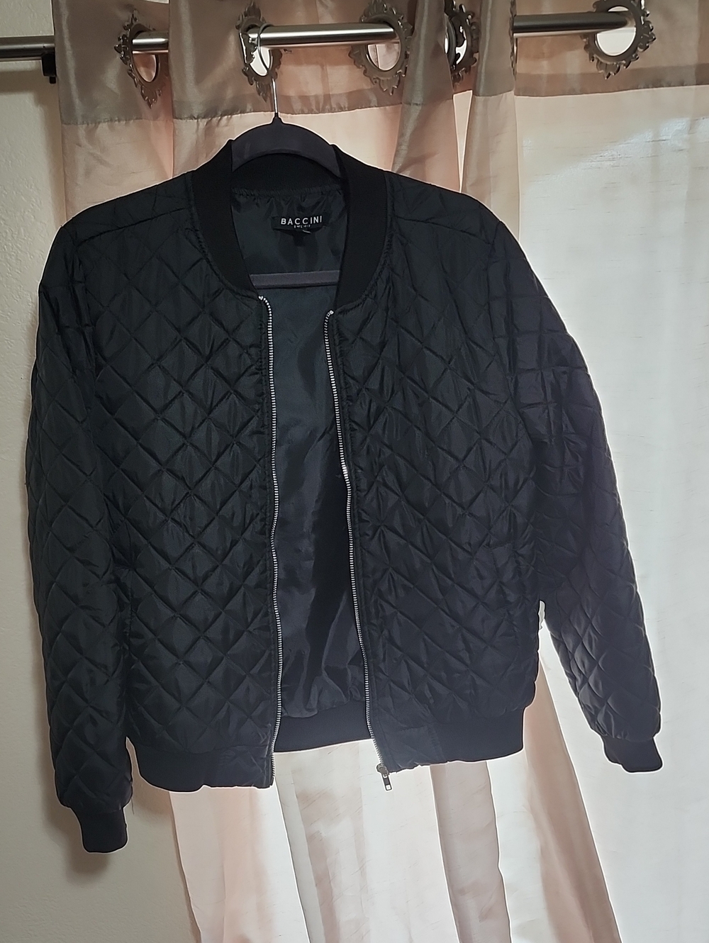 Baccini Black Quilted Bomber Jacket